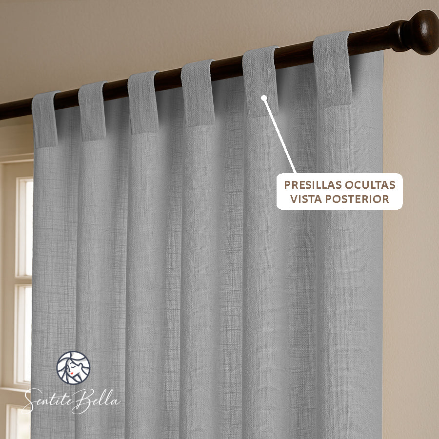 Juego De 2 Cortinas En Tela Rustica - Varios Tamaños