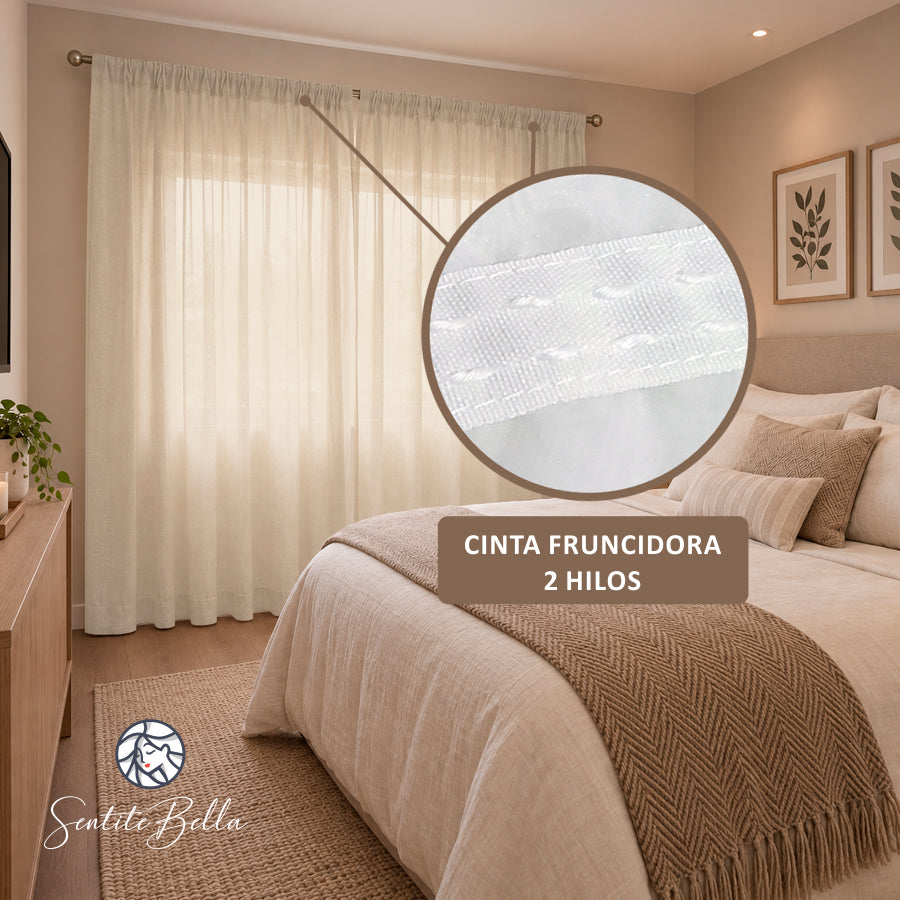 Juego de 2 Cortinas en Tela TUSOR para BARROTE - Varios Tamaños