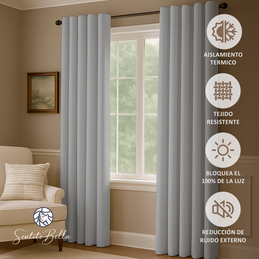 Juego De 2 Cortinas Blackout CON PRESILLAS OCULTAS
