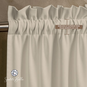Juego Cortinas de Cocina Tela Panama 145x100 cm - Varios Colores