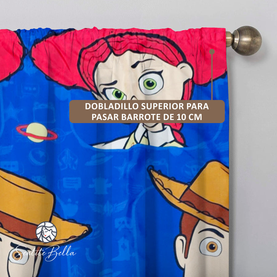 Juego De 2 Cortinas Infantil 150x210 / Diseño Toy Story