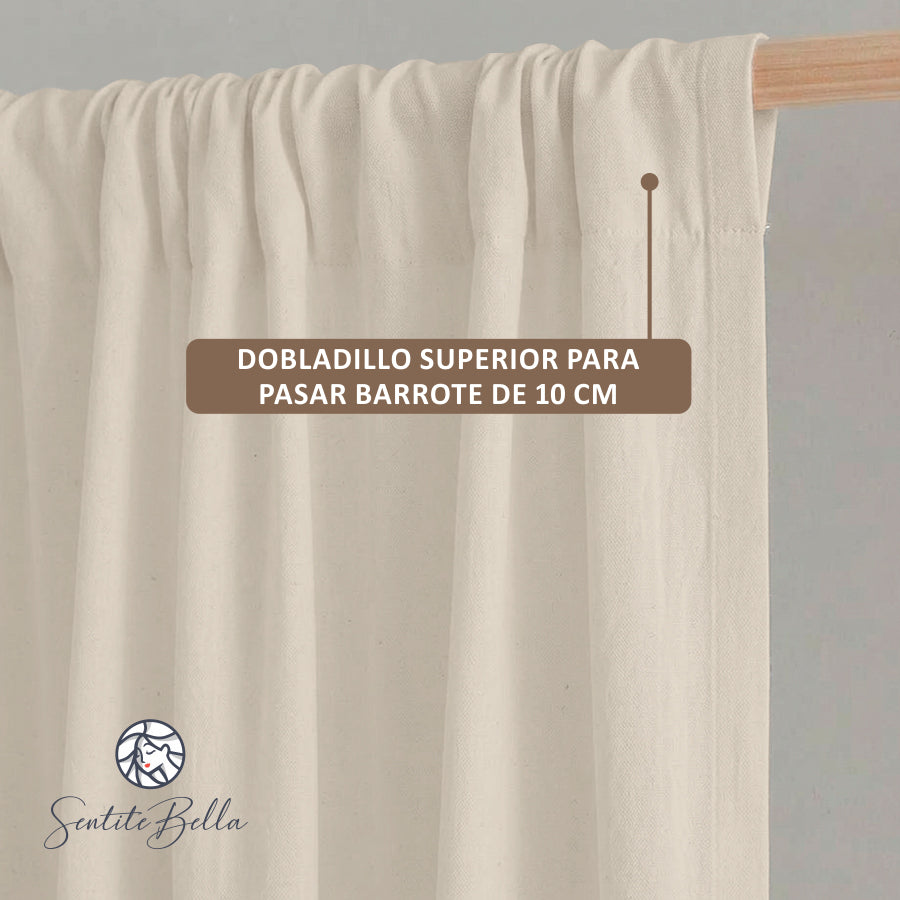 Juego de 2 Cortinas en Tela TUSOR para BARROTE - Varios Tamaños