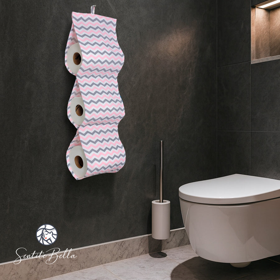 Porta Rollo Papel Higienico Baño Triple de Tela Panama