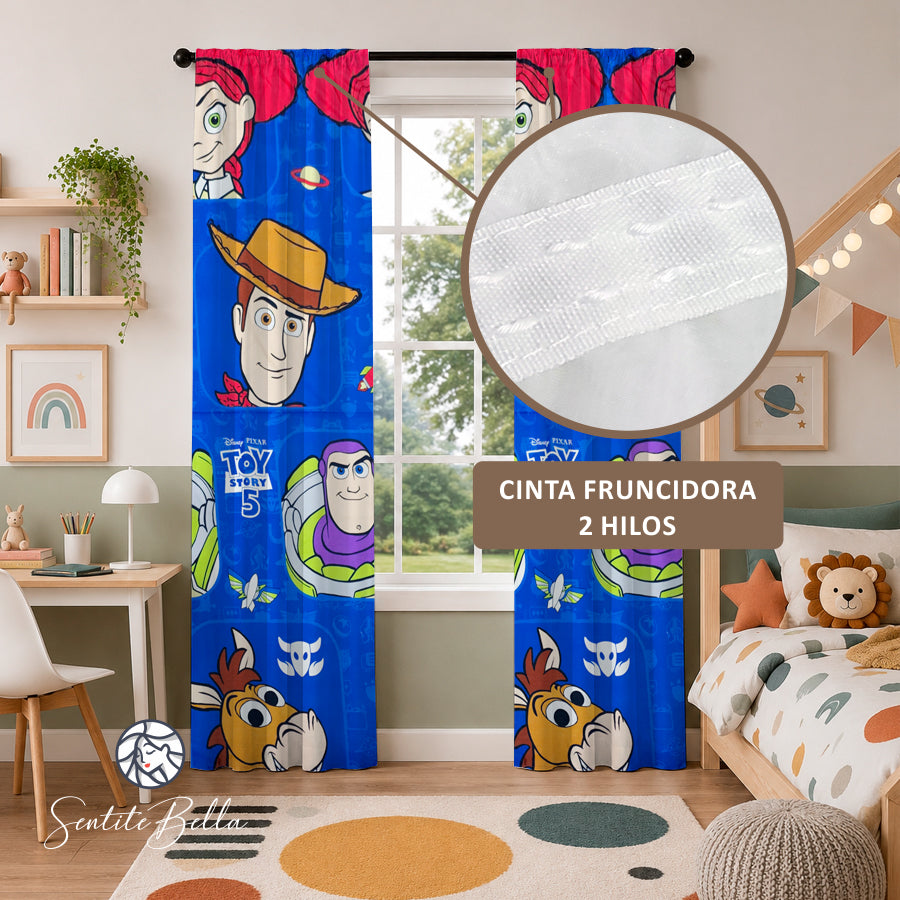 Juego De 2 Cortinas Infantil 150x210 / Diseño Toy Story