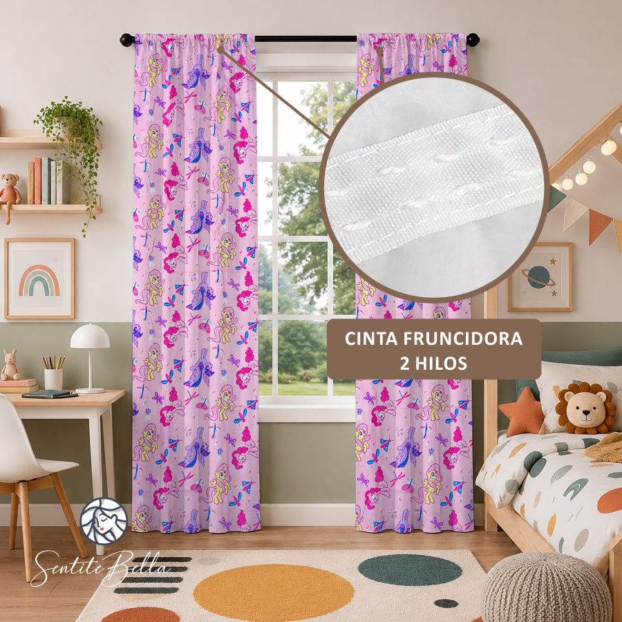 Juego De 2 Cortinas Infantil 150x210 / Diseño Mi Pequeño Pony