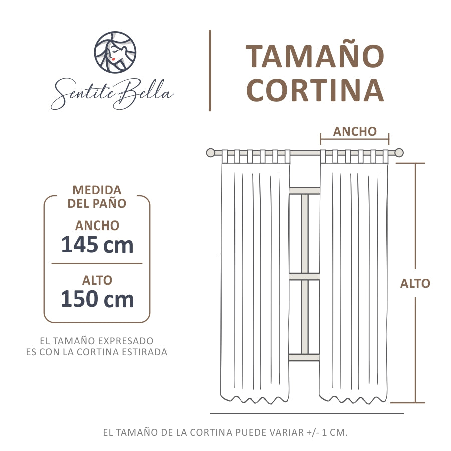 Juego De 2 Cortinas Cocina En Tela Panama Cuadrille 145x150