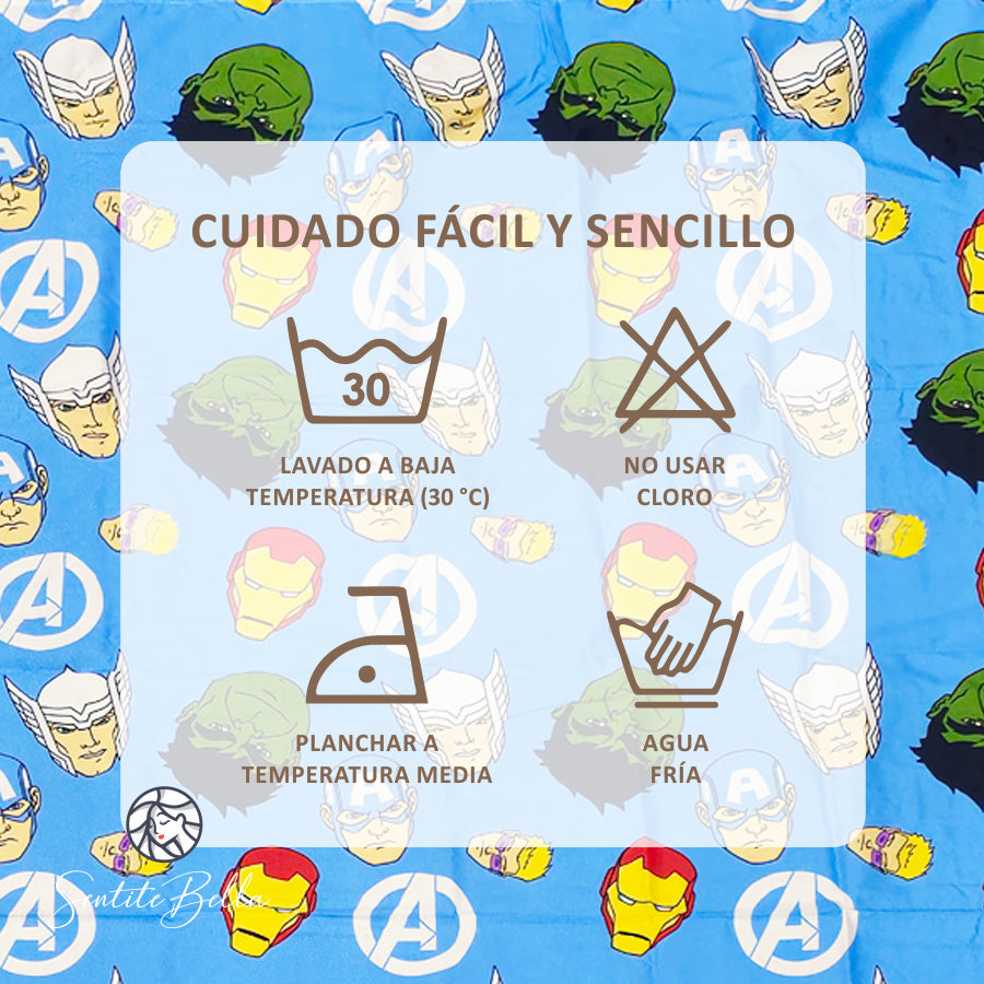 Juego De 2 Cortinas Infantil 150x210 / Diseño Avenger Rostros