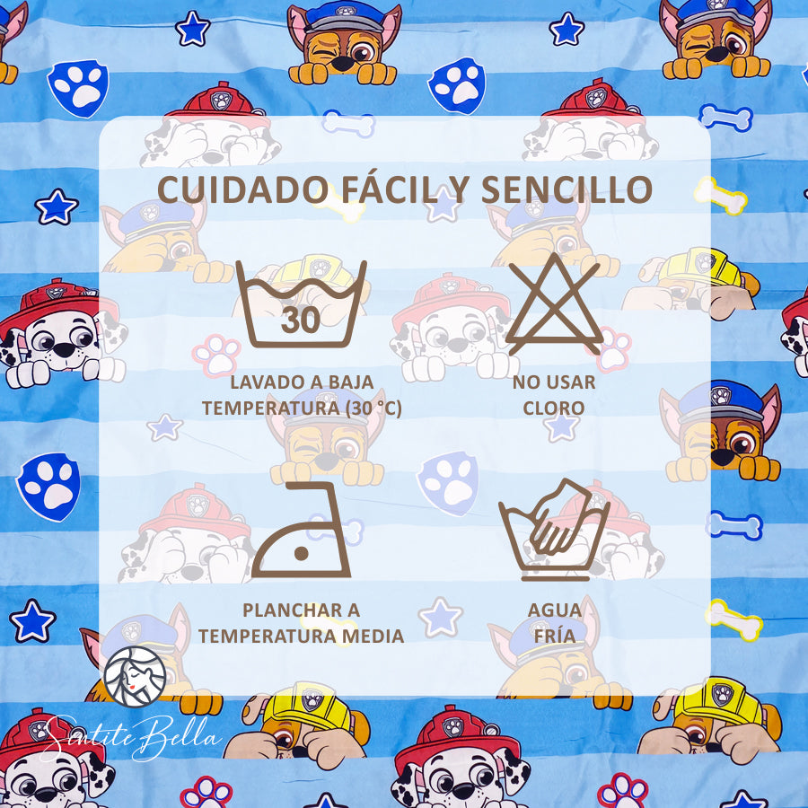 Juego De 2 Cortinas Infantil 150x210 / Diseño Paw Patrol Caras Grandes