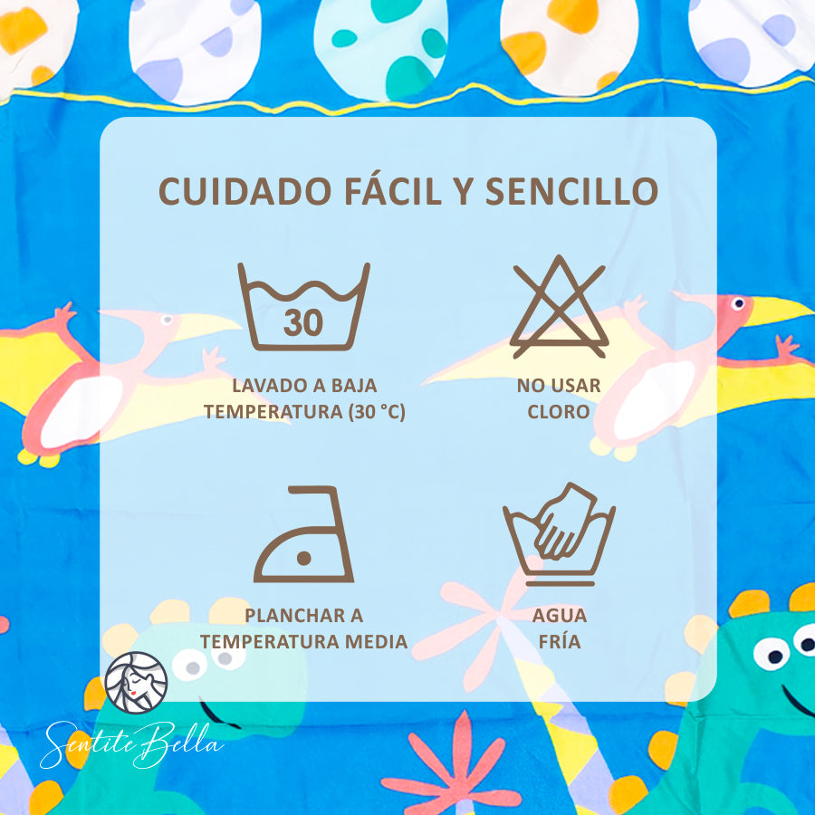 Juego De 2 Cortinas Infantil 150x210 / Diseño Dinosaurio