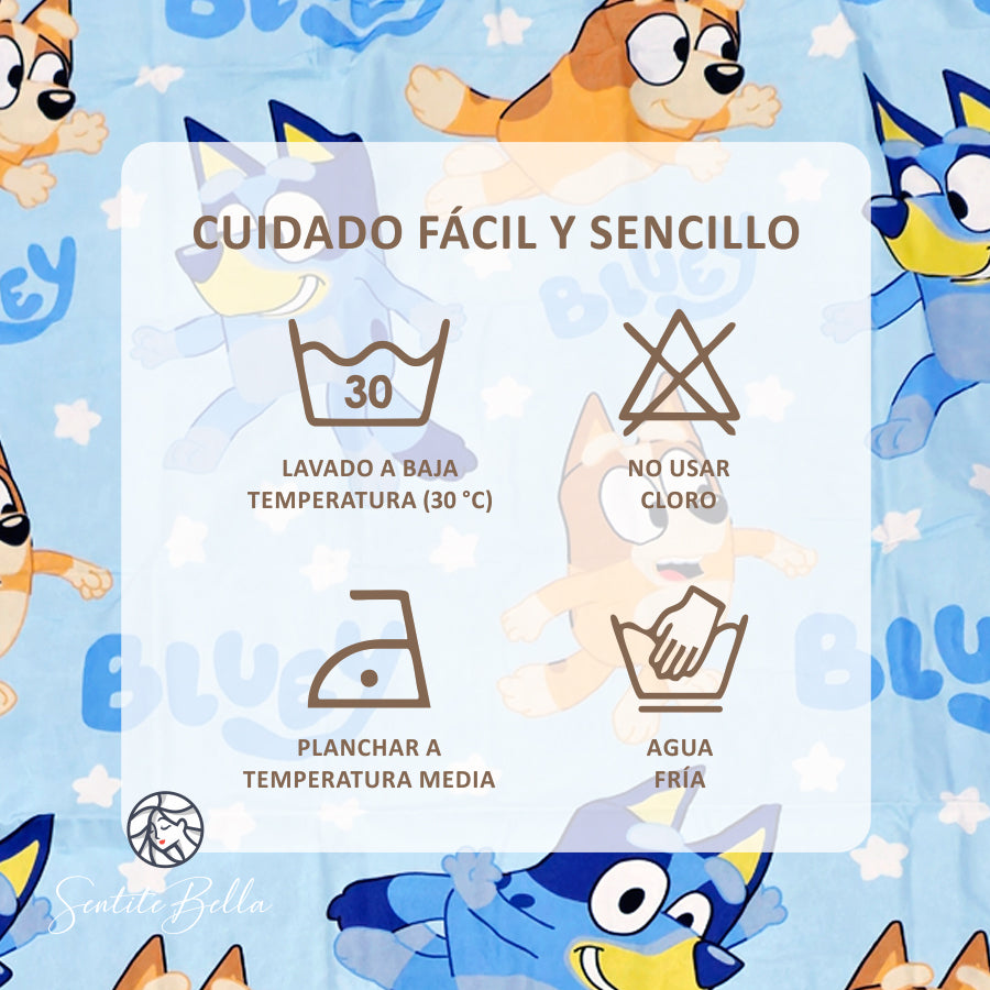 Juego De 2 Cortinas Infantil 150x210 / Diseño Bluey Bingo