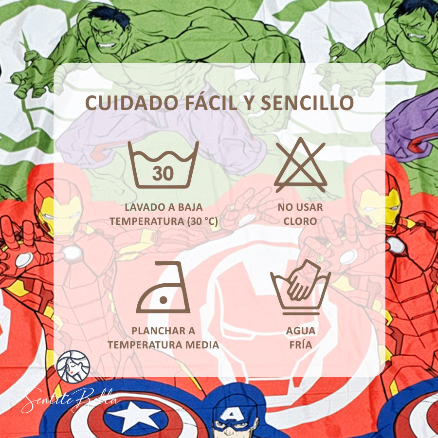Juego De 2 Cortinas Infantil 150x210 / Diseño Avenger Marvel