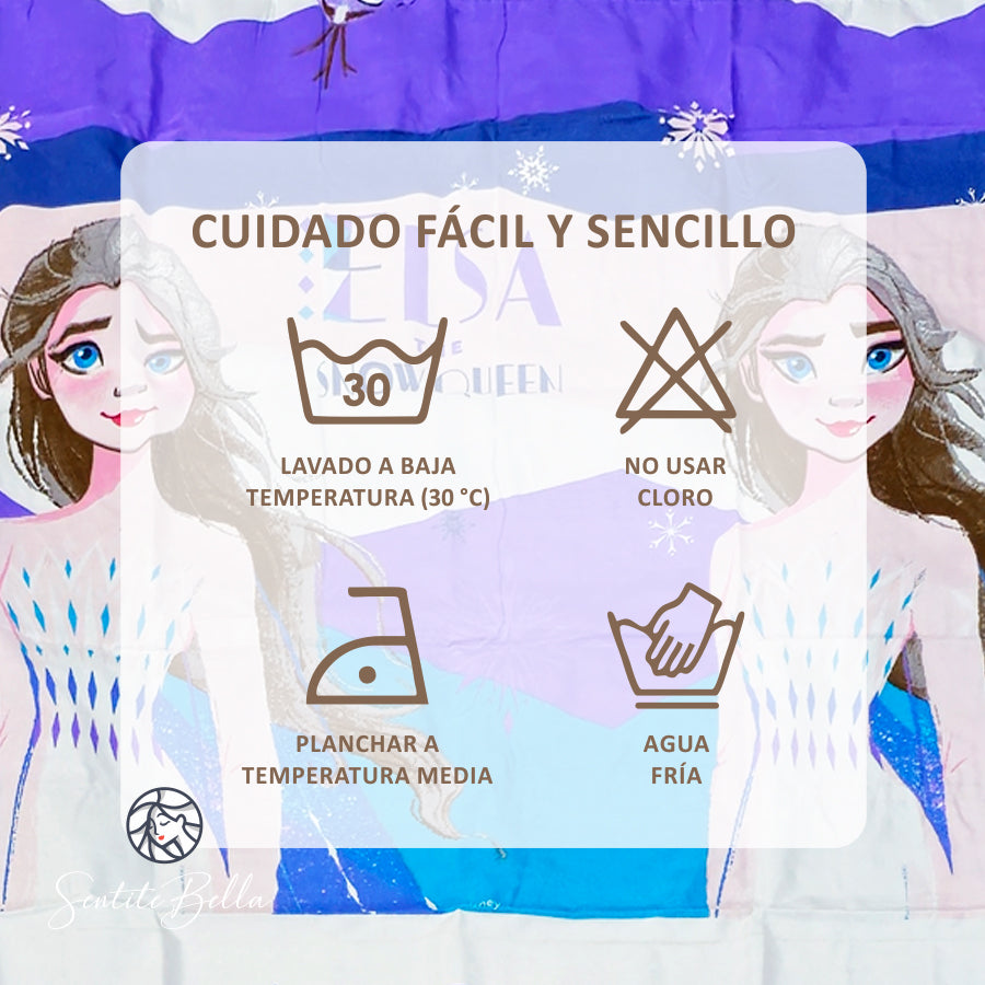 Juego De 2 Cortinas Infantil 150x210 / Diseño Frozen Violeta