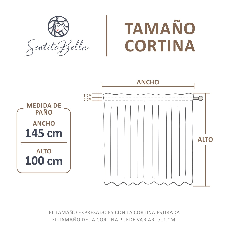 Juego Cortinas de Cocina Tela Panama Cuadrille 145x100 cm - Varios Colores