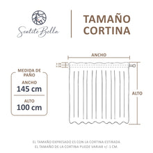Cargar imagen en el visor de la galería, Juego Cortinas de Cocina Tela Panama Cuadrille 145x100 cm - Varios Colores
