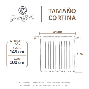 Juego Cortinas de Cocina Tela Panama Cuadrille 145x100 cm - Varios Colores