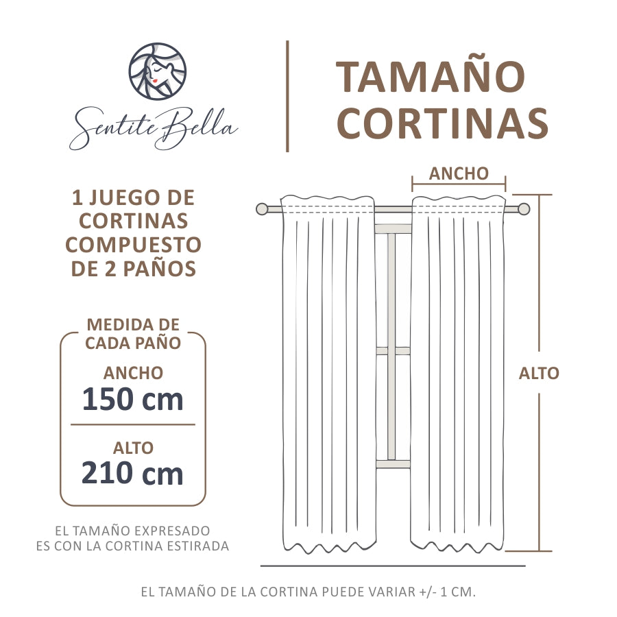 Juego De 2 Cortinas En Tela Jacquard Hojas 150x210