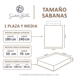 Juego de Sábanas Multiaguja - 1 Plaza y Media Liso + REGALO