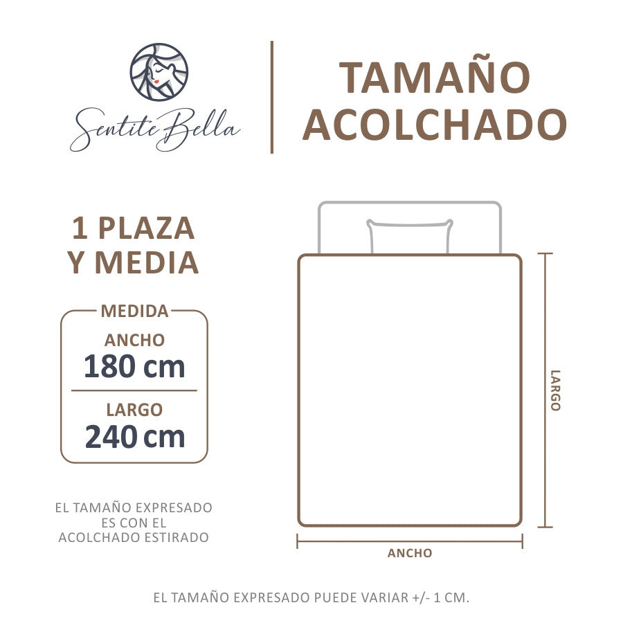 1 Plaza y Media Acolchado + Sabanas + Fundas Almohadas + REGALO Combo