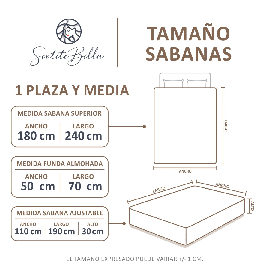 1 Plaza y Media Acolchado + Sabanas + Fundas Almohadas + REGALO Combo