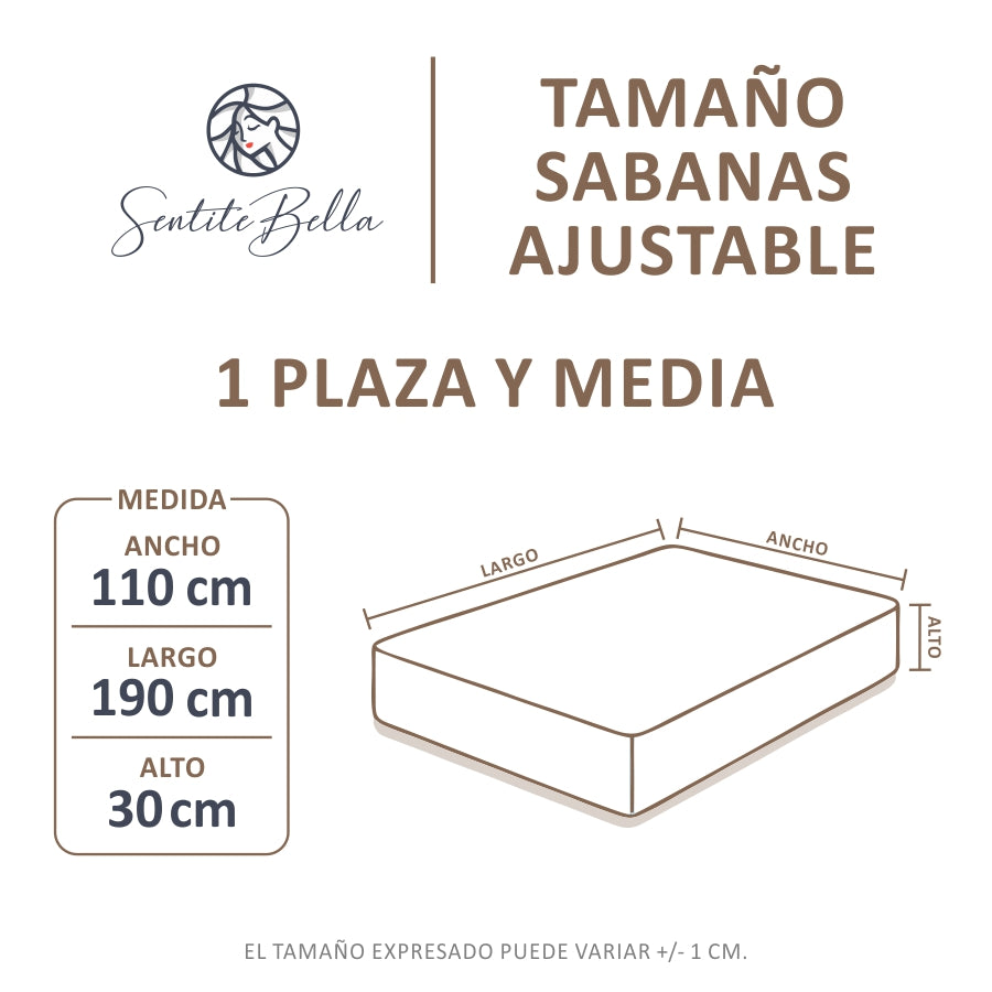 Sábana Inferior Ajustable - 1 Plaza y Media Liso