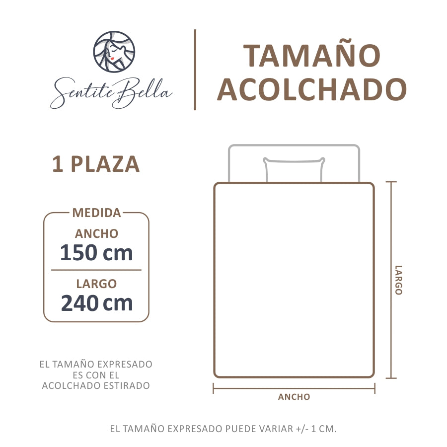 1 Plaza Acolchado + Sabanas + Fundas Almohadas + REGALO Combo