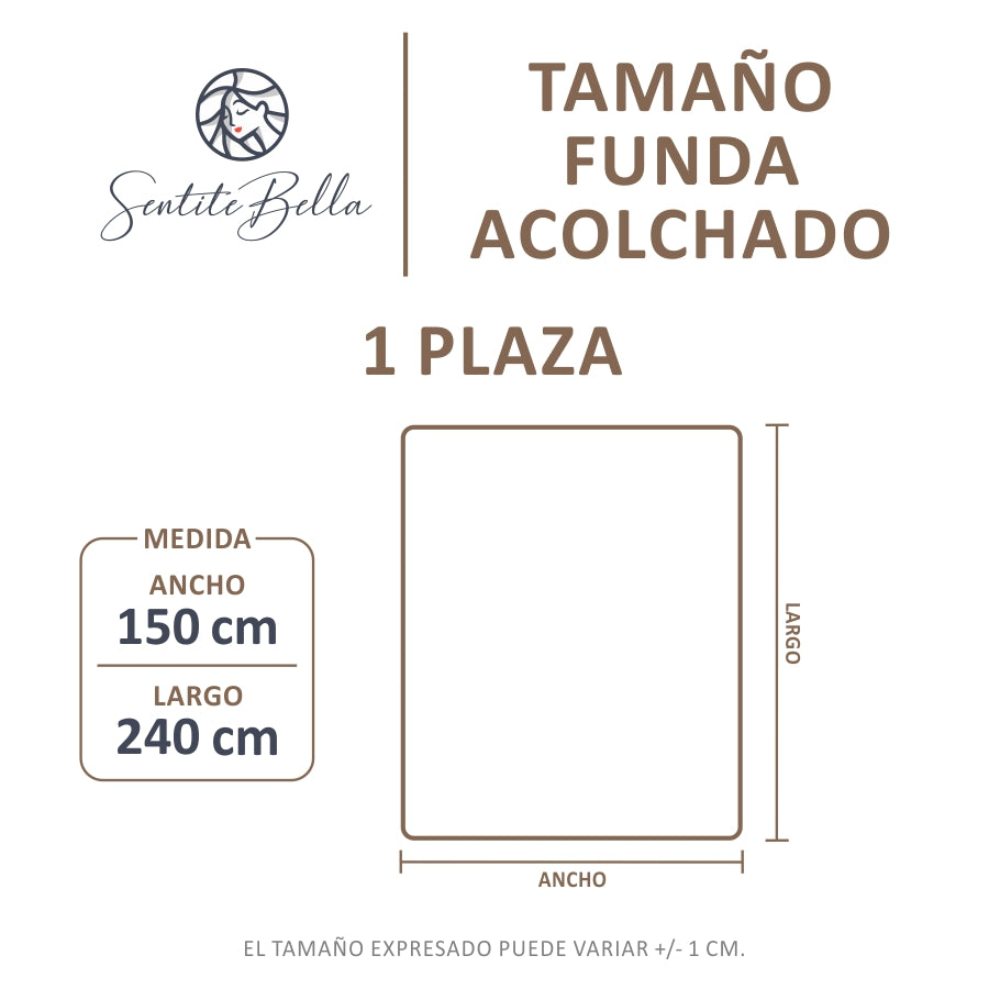 Funda Nordica para Acolchado + Funda Almohada - 1 Plaza Liso - VARIOS COLORES