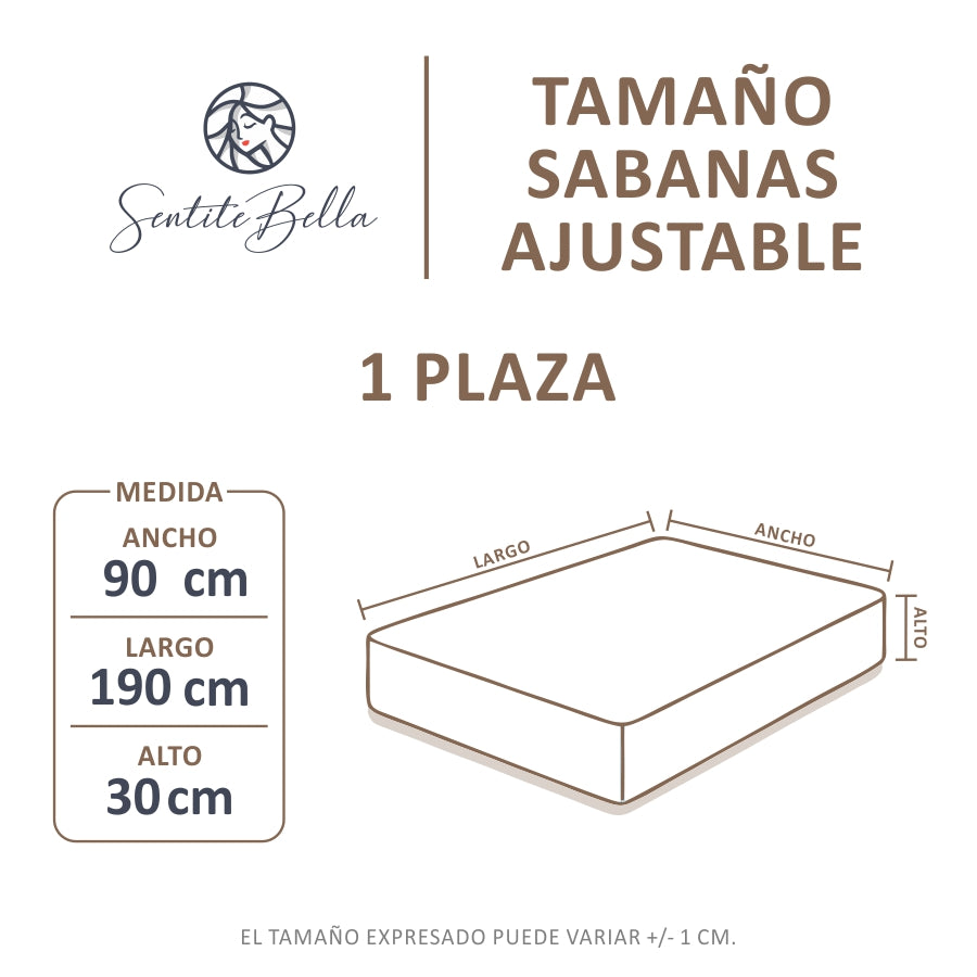 Sábana Inferior Ajustable - 1 Plaza Liso