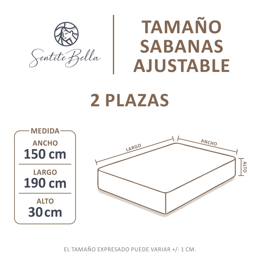 Sábana Inferior Ajustable - 2 Plazas Liso