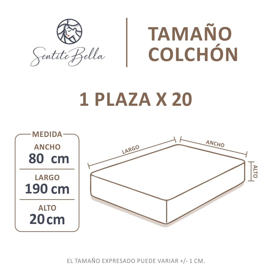 Forro De Colchón Impermeable Con Cierre 80x190x20 Cm