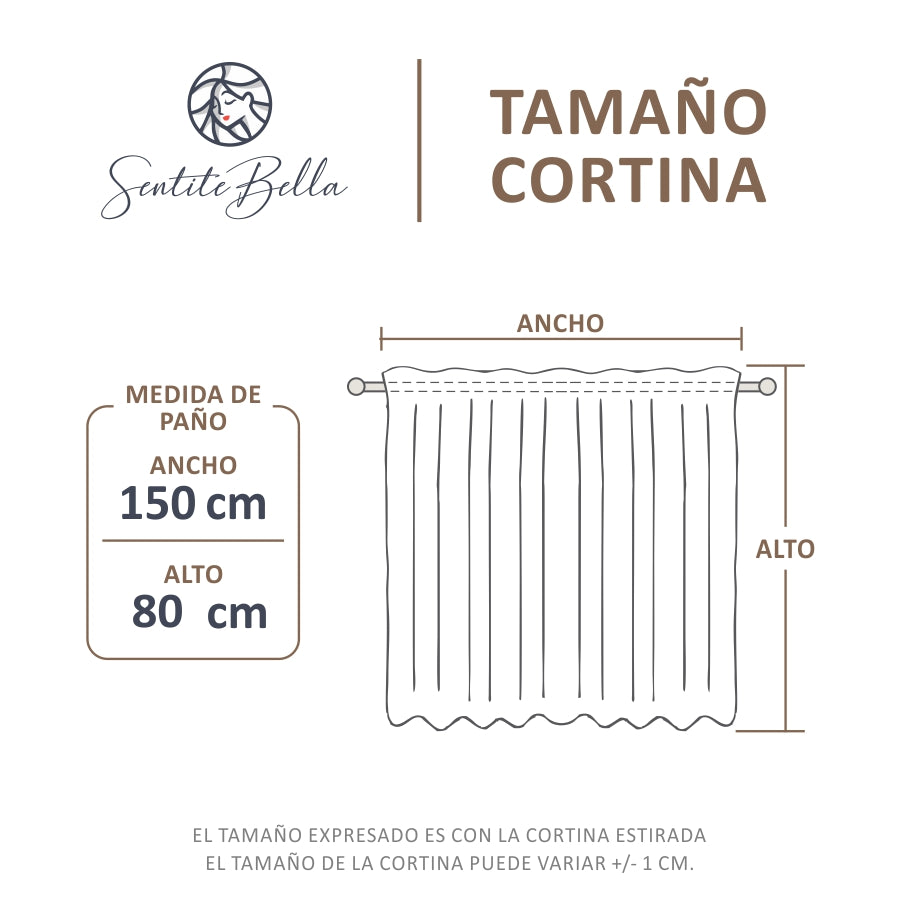 Cortina de Cocina Bajo Mesada en Tela Panama Cuadrille 80x150 cm