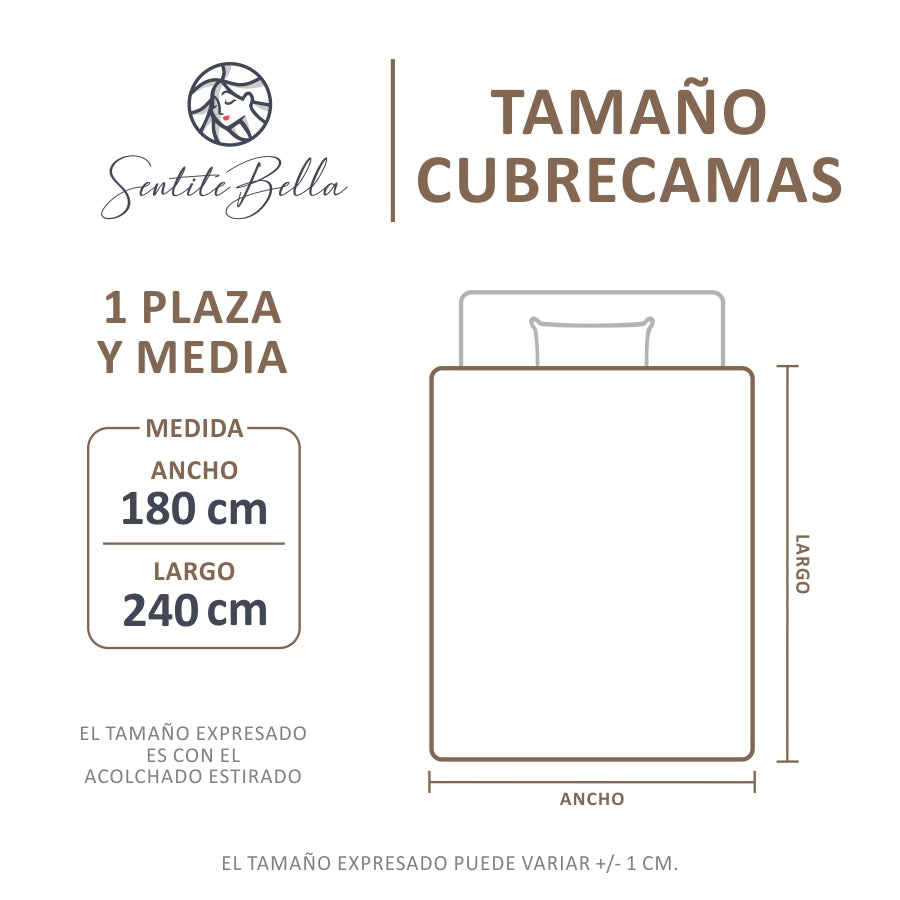 Colcha 1 plaza y Media Cubrecamas + 2 Fundas Almohada