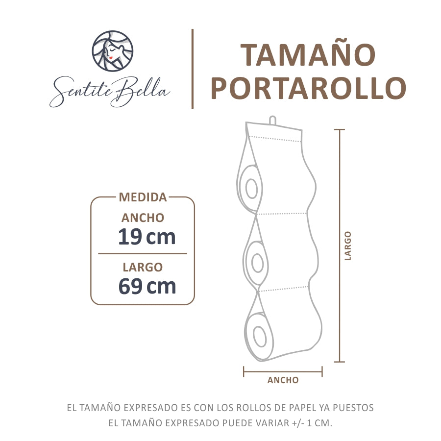 Porta Rollo Papel Higienico Baño Triple de Tela Broderie