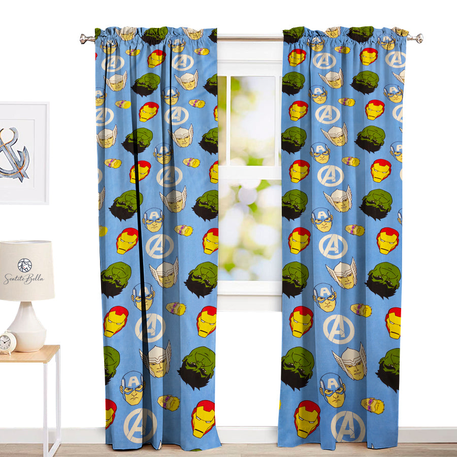 Juego De 2 Cortinas Infantil 150x210 Diseño Avenger