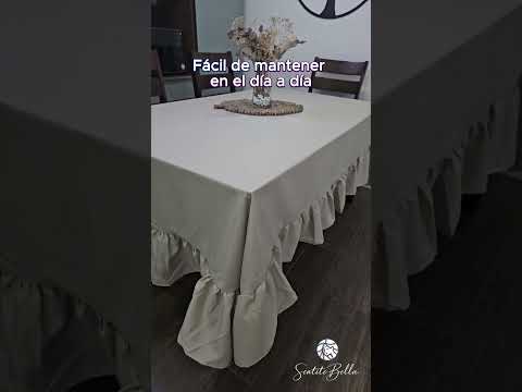 Mantel con Volado Rectangular Coquette Elegante Tela Panama