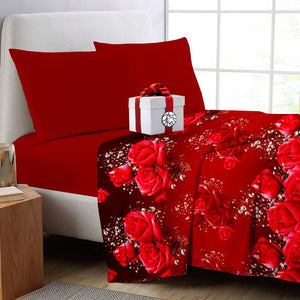 Juego de Sabanas con Diseño Rosas + REGALO - SentiteBella.uy