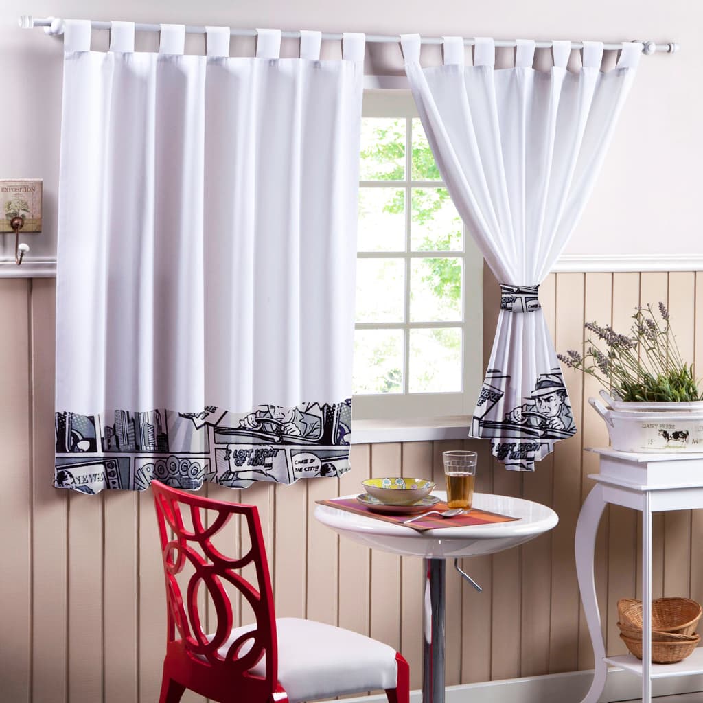 Juego De 2 Cortinas Cocina En Tela Panama con Diseño 150x150 - SentiteBella.uy