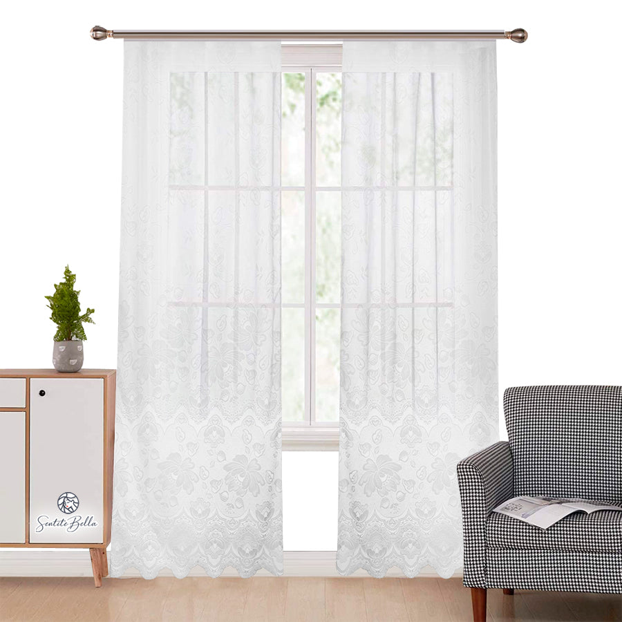 Juego De 2 Cortinas En Tela Jacquard Hojas 150x210 - SentiteBella.uy