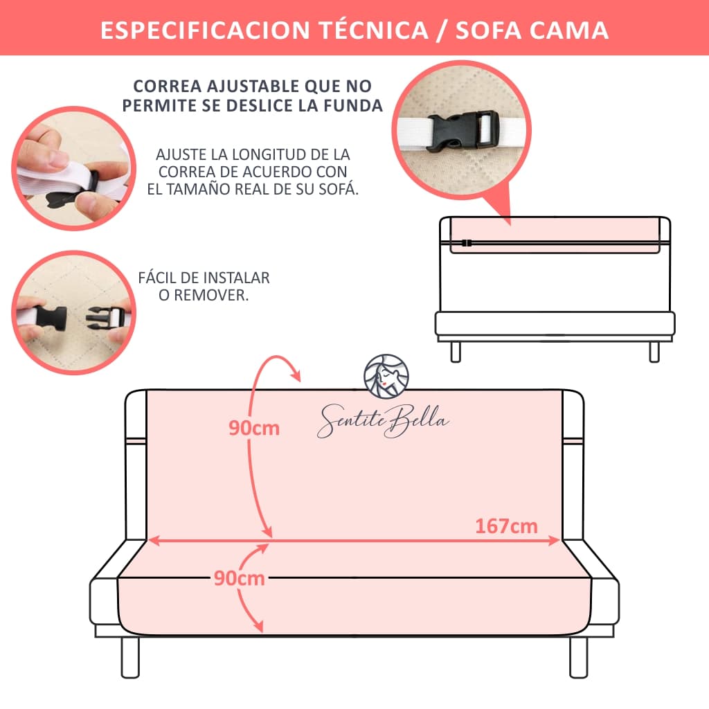 Funda Cubre Sofa Cama 3 Cuerpos + Regalo - SentiteBella.uy