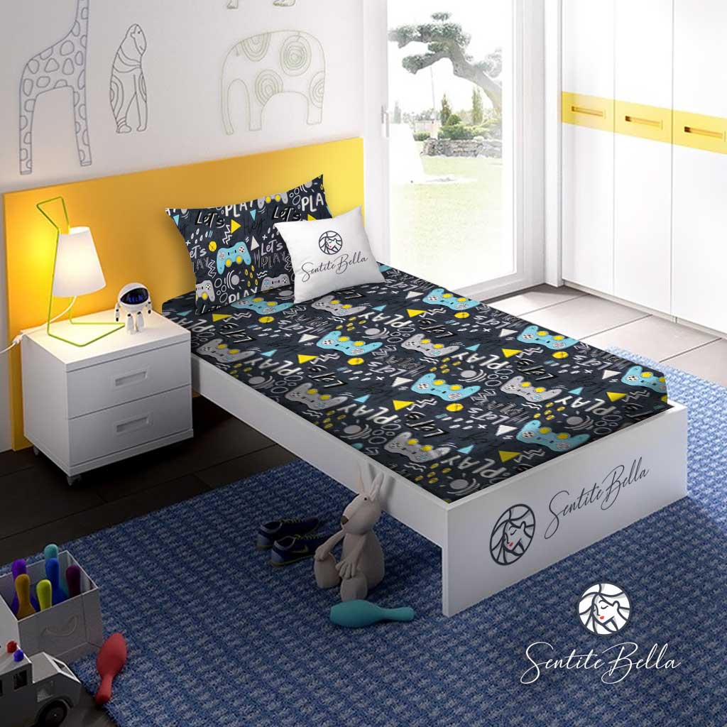 Juego de Sábanas Infantil Gamer - 1 Plaza - SentiteBella.uy