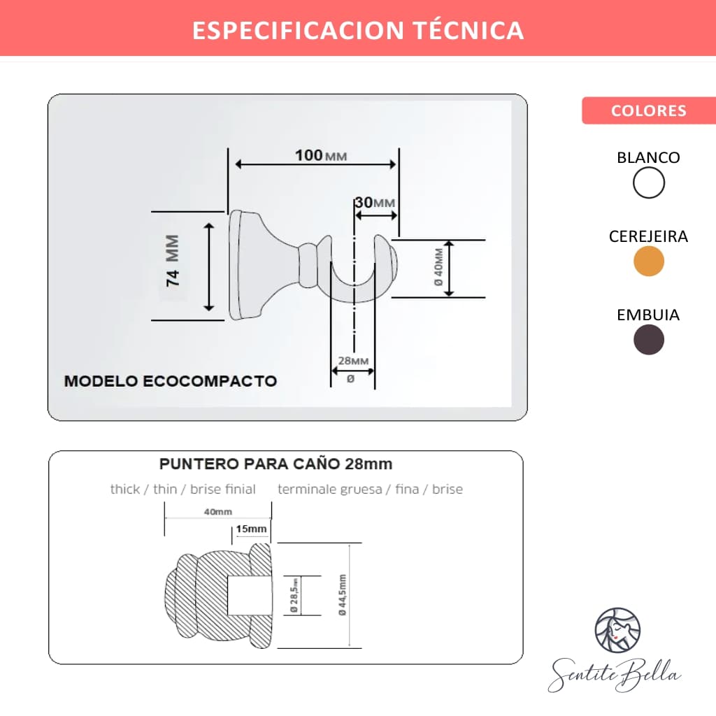 Barrote Cortina KIT Modelo Compacto Simple - SentiteBella.uy