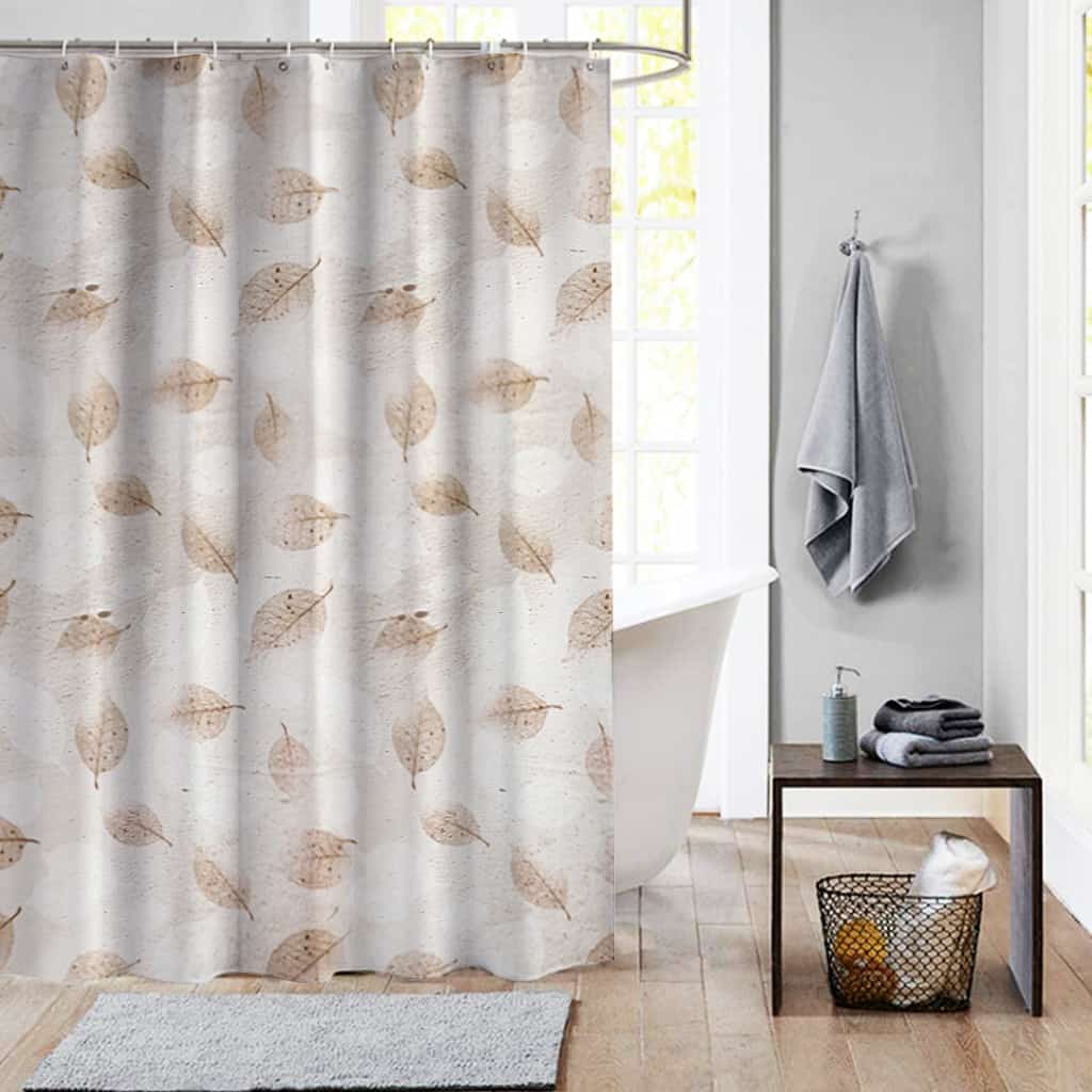 Cortina de Baño Ducha Diseño Hojas Secas 180x180 cm Kit con Ganchos - SentiteBella.uy