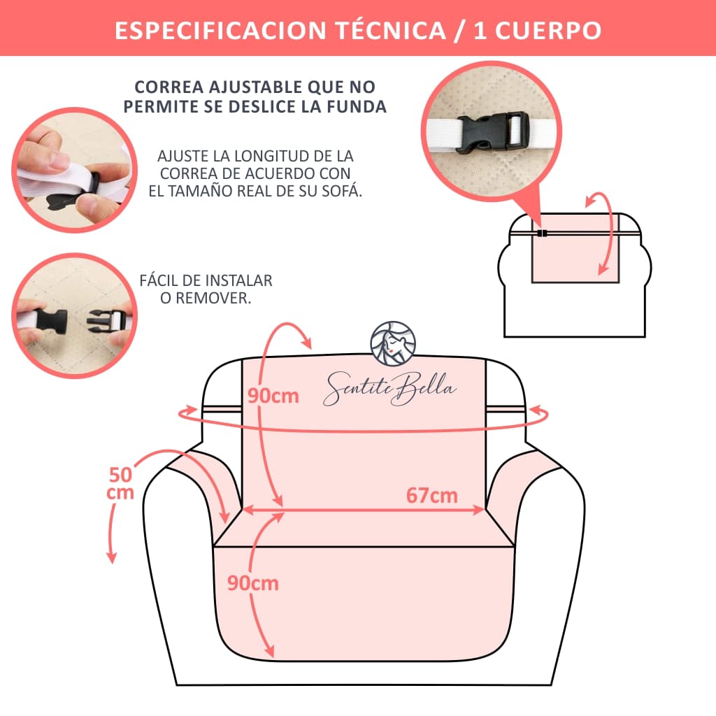 Funda Cubre Sofa 1 Cuerpo + Regalo - SentiteBella.uy