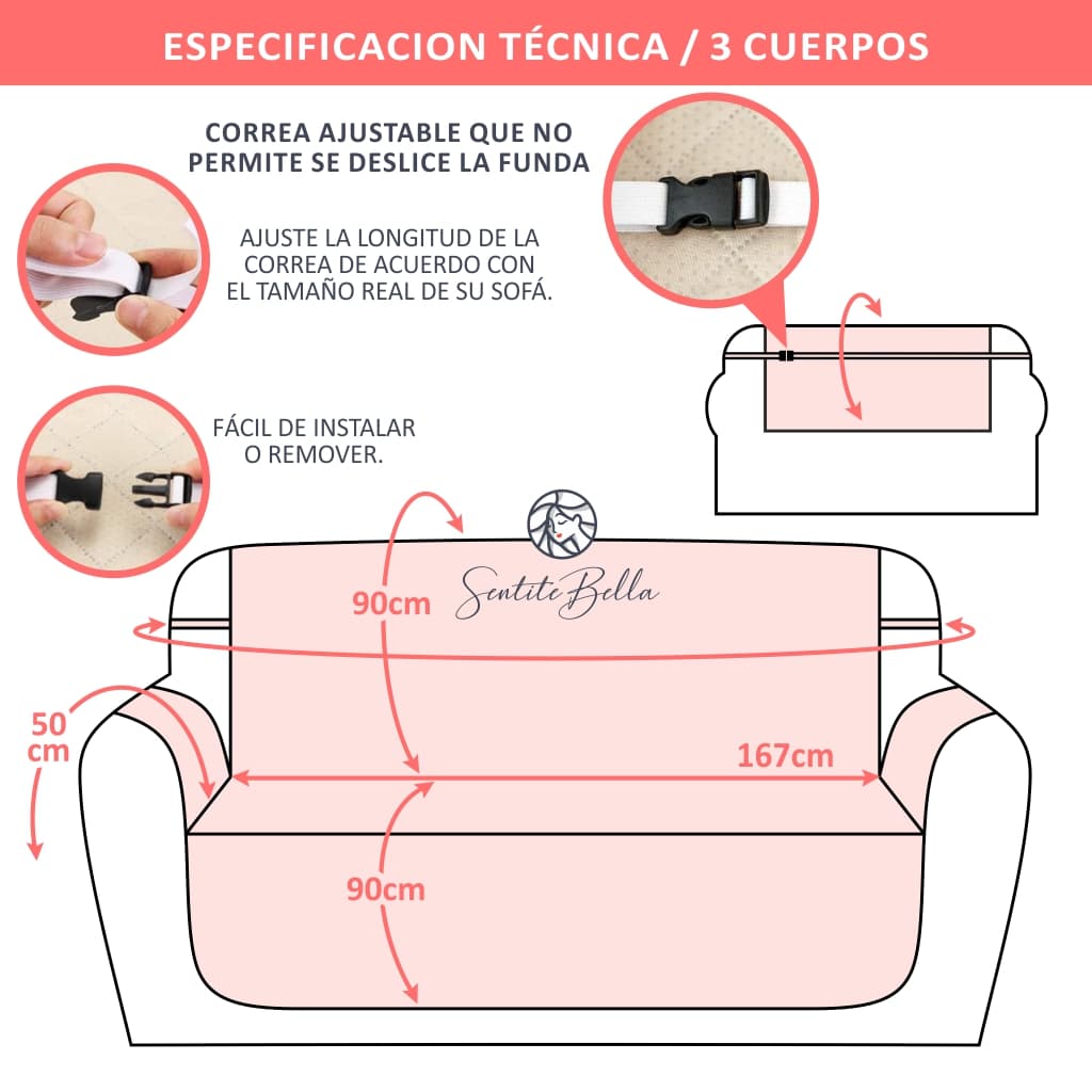 Funda Cubre Sofa 3 Cuerpos + Regalo - SentiteBella.uy