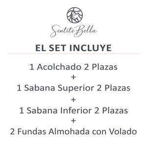 Set Pasion Acolchado + Sabanas - 2 Plazas + REGALO - SentiteBella.uy