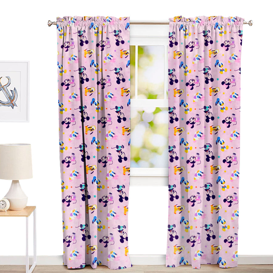 Juego De 2 Cortinas Infantil 150x210 Diseño Baby Mickey Rosado - SentiteBella.uy