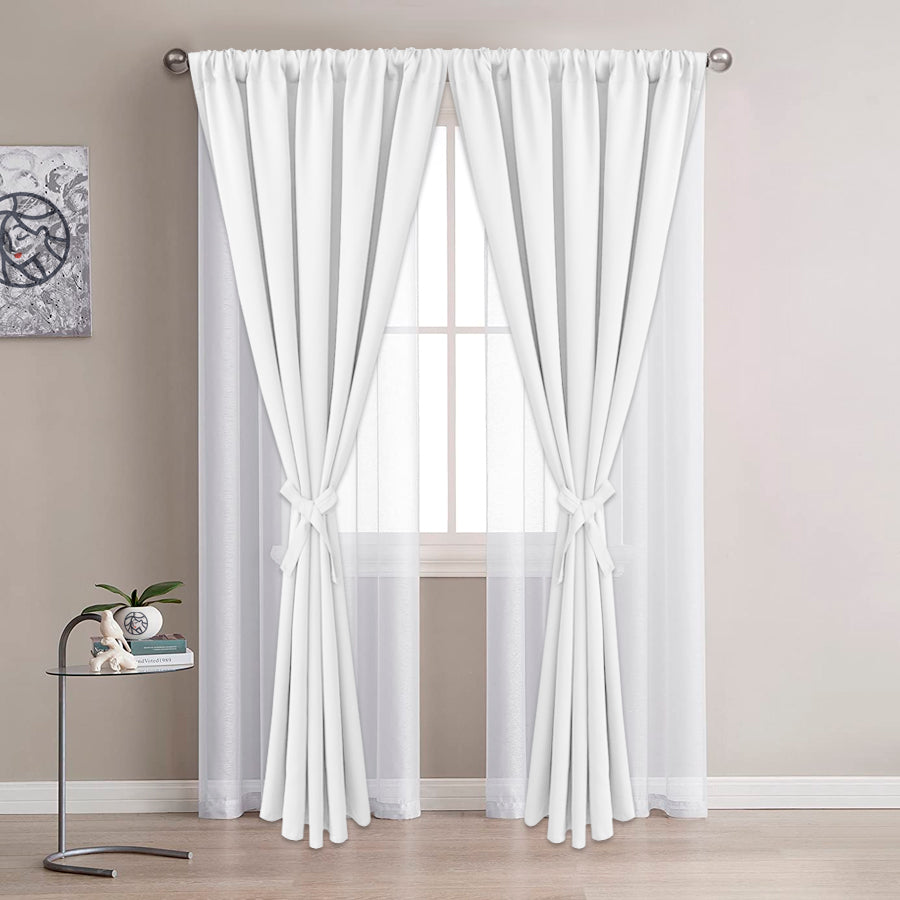 Juego De Cortinas En Tela Enila 2 Paños Dobles - Varios Tamaños - SentiteBella.uy