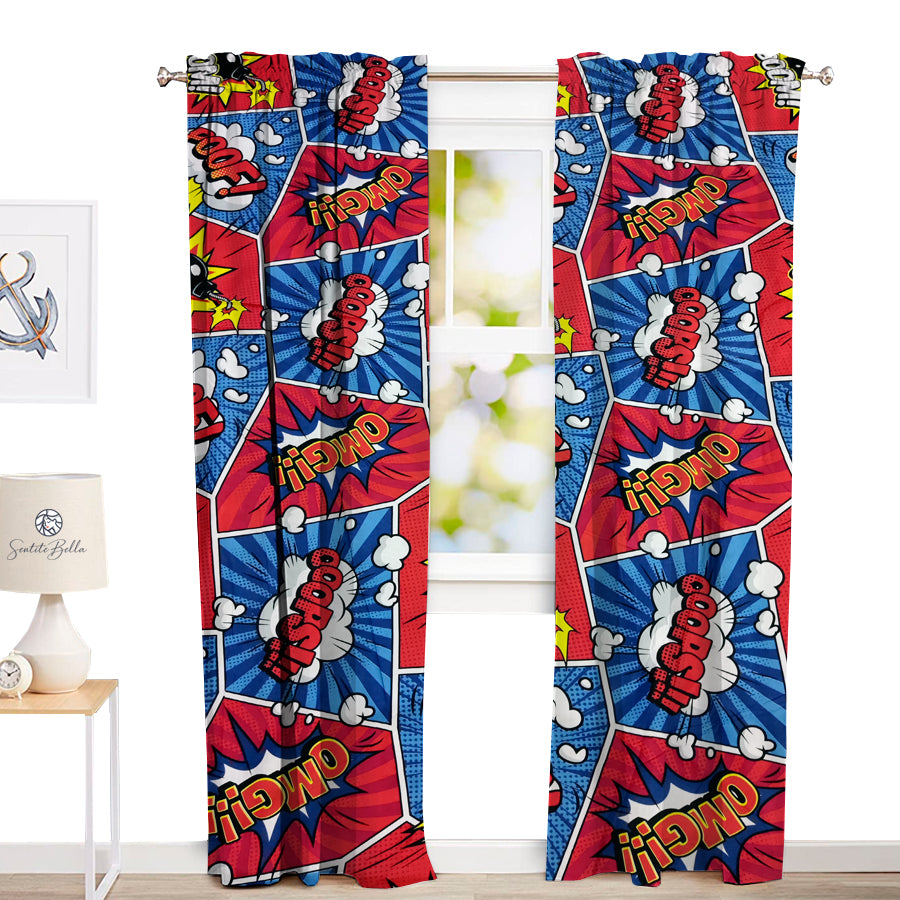 Juego De 2 Cortinas Infantil 150x210 Diseño Boom - SentiteBella.uy