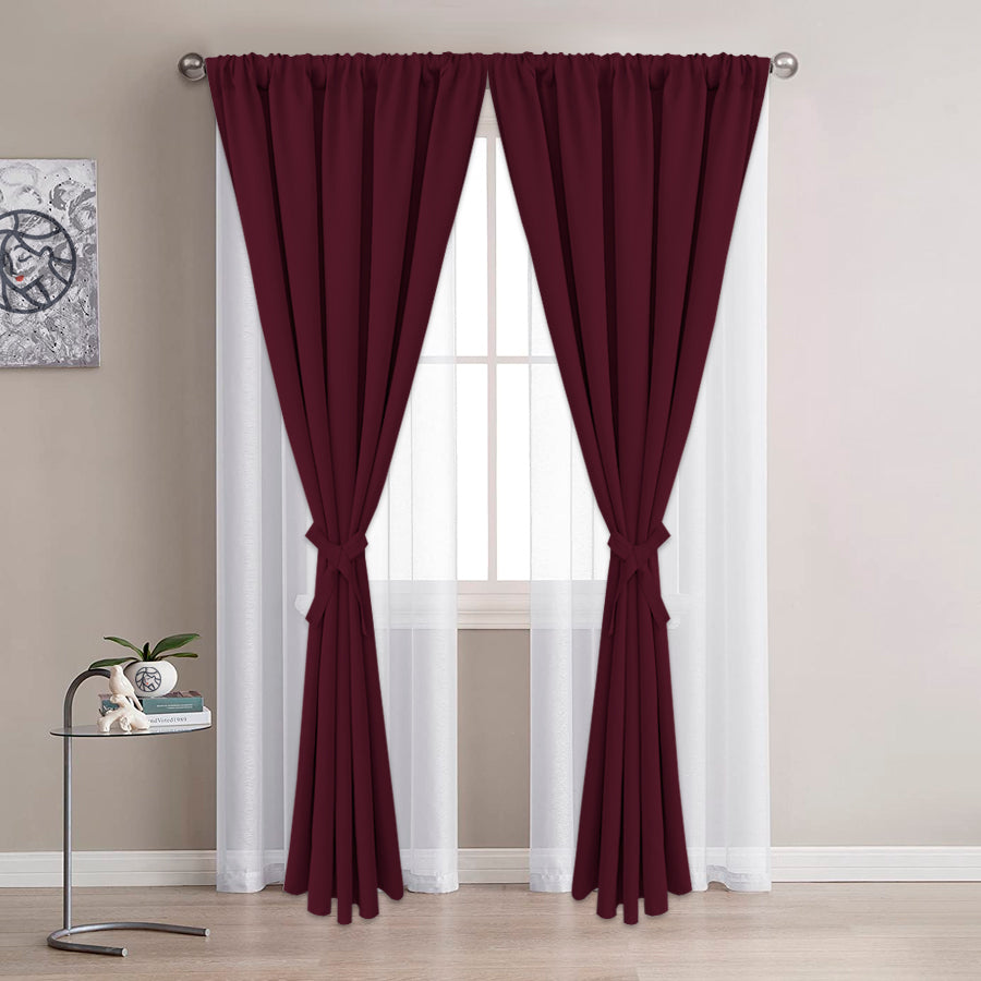 Juego De Cortinas En Tela Enila 2 Paños Dobles - Varios Tamaños - SentiteBella.uy