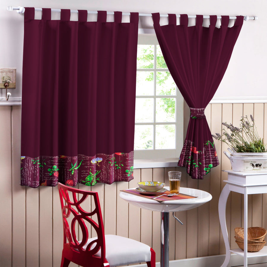 Juego De 2 Cortinas Cocina En Tela Panama con Diseño 150x150 - SentiteBella.uy