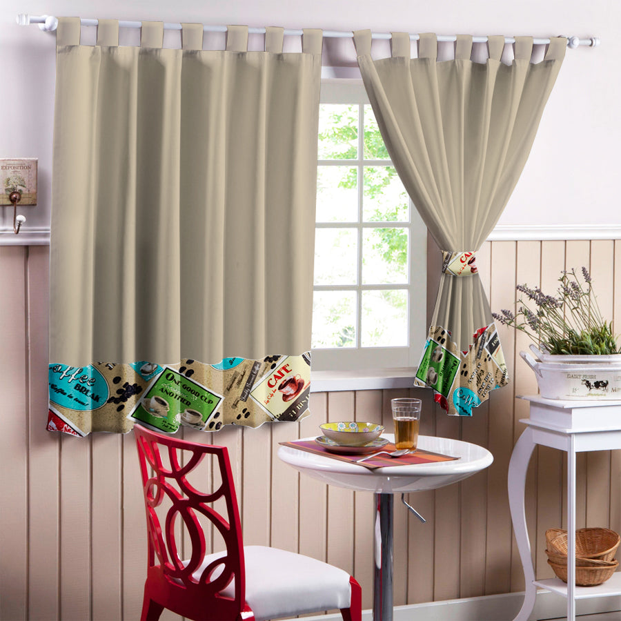 Juego De 2 Cortinas Cocina En Tela Panama con Diseño 150x150 - SentiteBella.uy